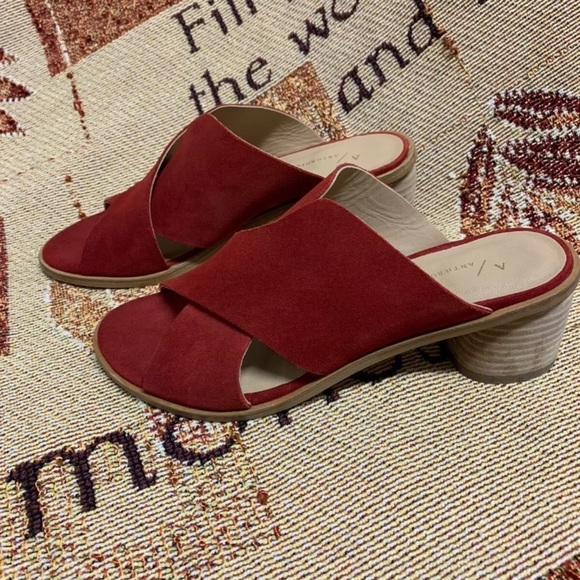 ANTHROPOLOGIE Red Criss-cross heeled sandals38/7,5 - Picture 1 of 12